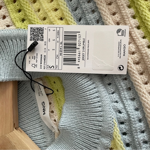 Mango Striped Pastel Cropped Sweater - Picture 3 of 3